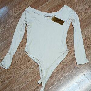 Cream Long Sleeve Bodysuit